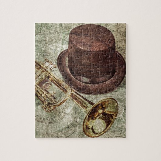 Puzzle Trompette, casquette supérieur et notes musicales (Vertical)