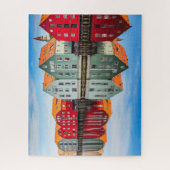 Puzzle Trondheim Norvège Fjord Maisons rouges et vertes (Vertical)