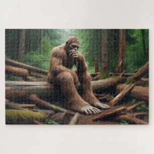 Puzzle Trône boisé de Bigfoot, Bigfoot plongé dans ses pe