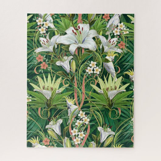Puzzle Tropical Art Nouveau Lys & Cockatoos (Vertical)