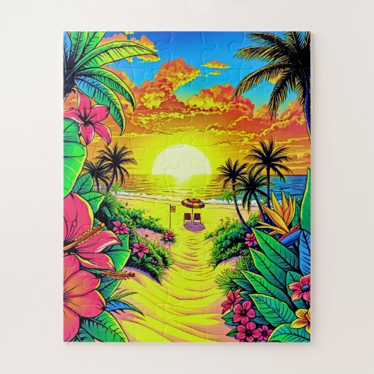 Puzzle Tropical Beach Sunset pour enfants (Vertical)