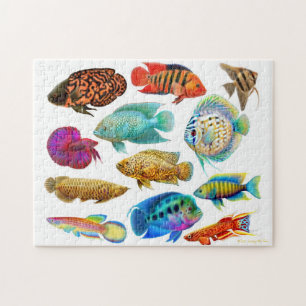 Puzzle tropical coloré de poissons d'aquarium