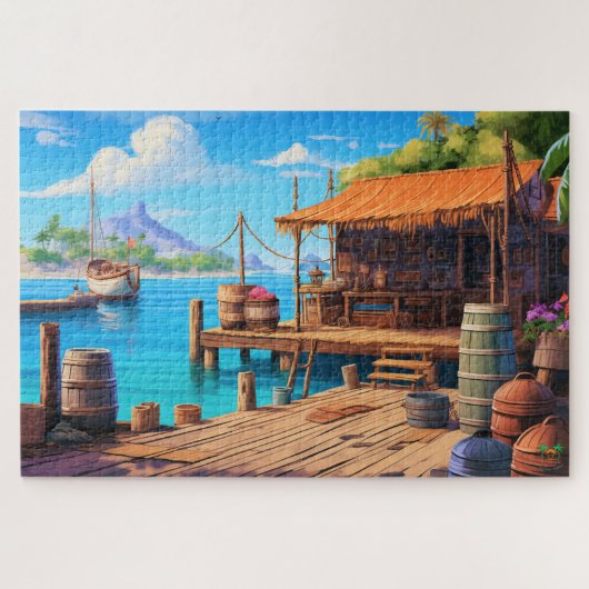 Puzzle 🌅 Tropical Dock Escape (Horizontal)