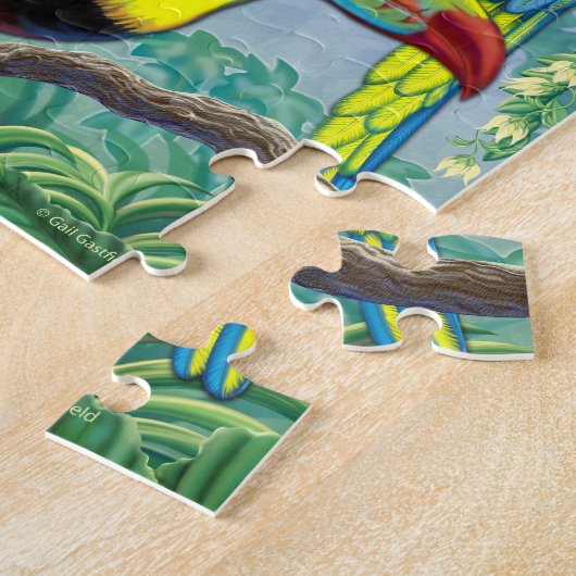 Puzzle tropical d'oiseaux (Côté)