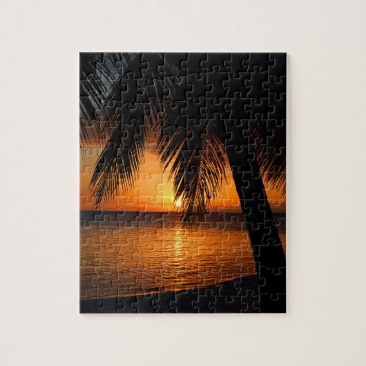 Puzzle Tropical Palm Tree and Beach at Sunset (Vertical)