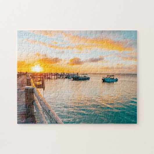 Puzzle Tropical Paradise Beach Sunset Scene (Horizontal)