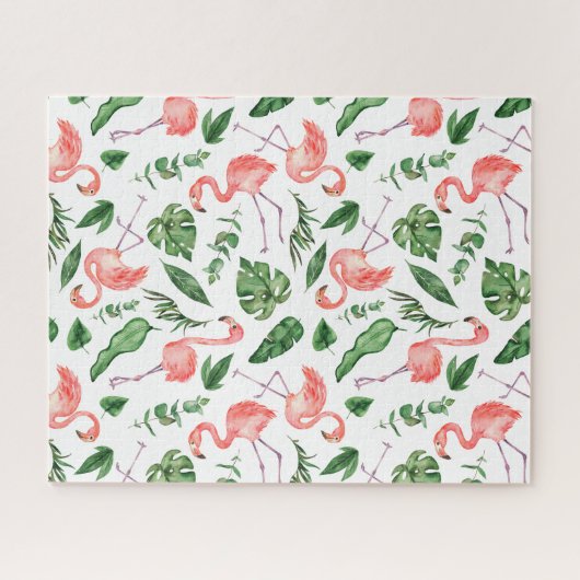 Puzzle Tropical Pink Flamingo Pattern v2 (Horizontal)