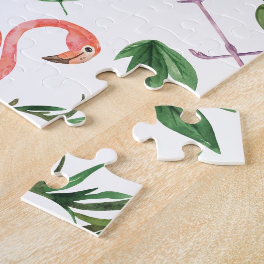 Puzzle Tropical Pink Flamingo Pattern v2 (Côté)