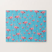 Puzzle Tropical Summer Pink Flamingo Pattern (Horizontal)