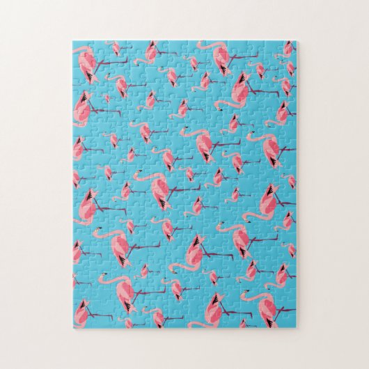 Puzzle Tropical Summer Pink Flamingo Pattern (Vertical)