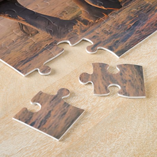 Puzzle Troupeau d'éléphants traversant la savane (Côté)