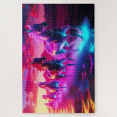 Puzzle Troupeau électrique - Chevaux Synthwave (Vertical)