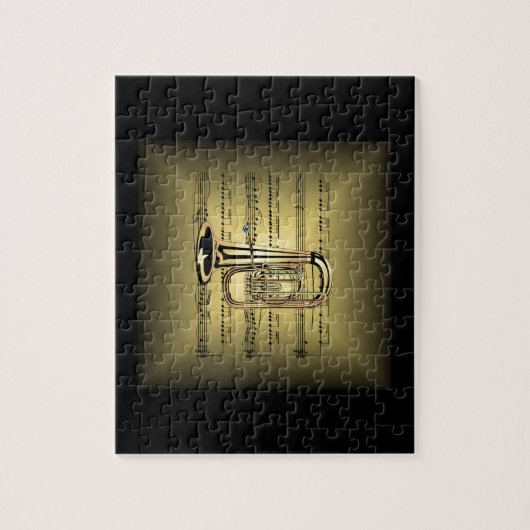 Puzzle Tuba ~ 3D Partition Coussin de musique ~ Gold & Bl (Vertical)