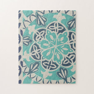 Puzzle Tuile bleue I de batik