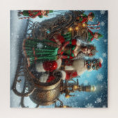Puzzle Tuile De Steampunk ~ Père Noël Avec Femme Et Elfes (Horizontal)