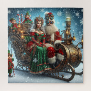 Puzzle Tuile De Steampunk ~ Père Noël Avec Femme Et Elfes
