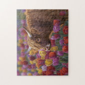 Puzzle Tulipes de printemps de vache des Highlands (Vertical)