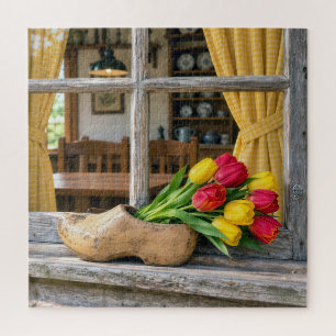 Puzzle Tulipes printanières dans un sabot hollandais en b