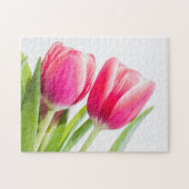 Puzzle Tulipes roses avec Feuille vert photo (Horizontal)