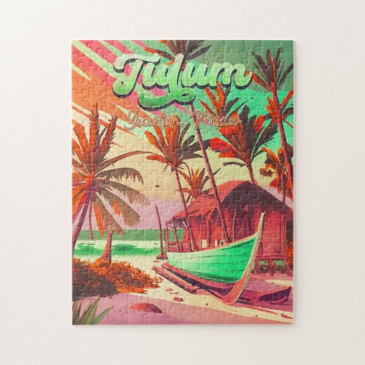 Puzzle Tulum Yucatán Mexico Watercolor Sunset 1950 (Vertical)