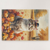 Puzzle Turc Angora Chat Automne Quitte L'Art Thanksgiving (Horizontal)