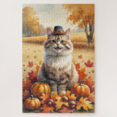Puzzle Turc Angora Chat Automne Quitte L'Art Thanksgiving (Vertical)