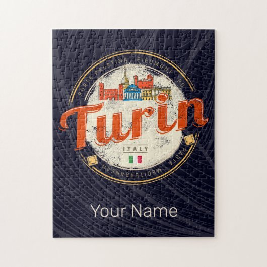 Puzzle Turin Piedmont Retro Skyline Pâtes Vintages italie (Vertical)