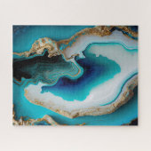 Puzzle Turquoise Aqua Blue Gold Gemstone Acrylique Pour A (Horizontal)