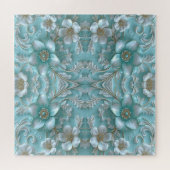 Puzzle turquoise blanc floral (Horizontal)
