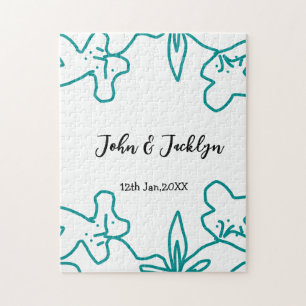 Puzzle Turquoise bleu couple marié date flstylish