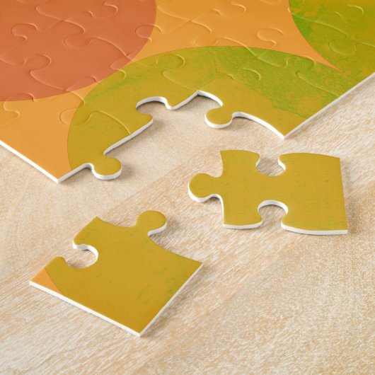 Puzzle Turquoise Bleu Vert & Cercles Orange Monogramme (Côté)
