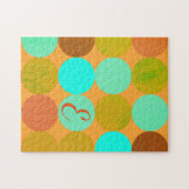 Puzzle Turquoise Bleu Vert & Cercles Orange Monogramme (Horizontal)