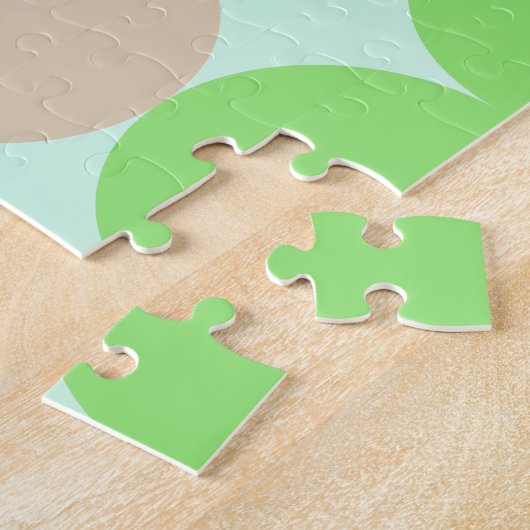 Puzzle Turquoise Bleu Vert & Cercles Orange Monogramme (Côté)
