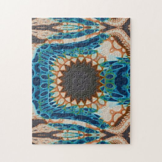 Puzzle Turquoise Gold Sun Southwestern Art (Vertical)