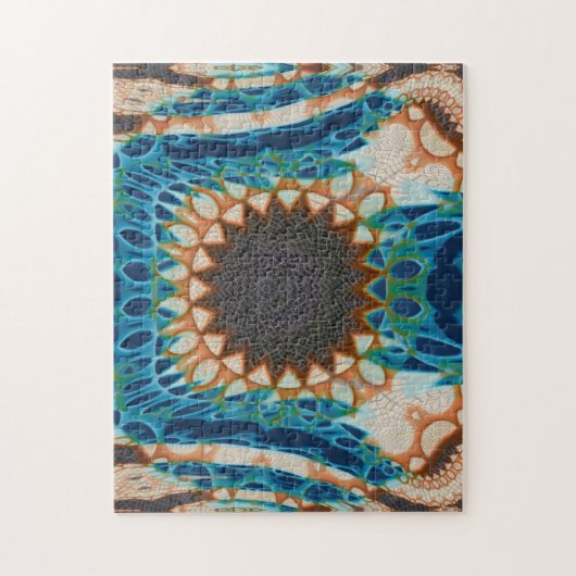 Puzzle Turquoise Gold Sun Southwestern Art (Vertical)