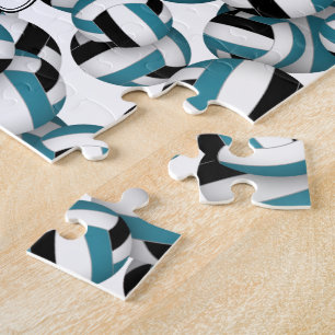 Puzzle turquoise noir volleyballs motif personnalisé