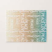 Puzzle Turquoise Peach Gold White Peace Love (Horizontal)