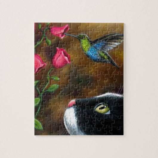 Puzzle Tuxedo Chat avec Hummingbird Chat 571 (Vertical)