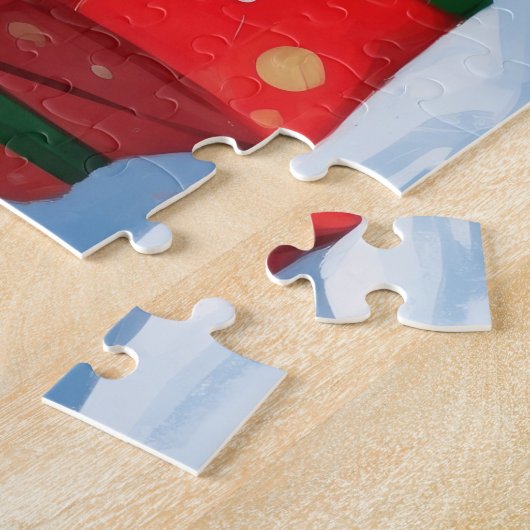 Puzzle Tuxedo Chat coule en neige avec Casquette de Noël (Côté)