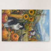 Puzzle Tuxedo Chat récolte d'automne Thankgiving (Horizontal)