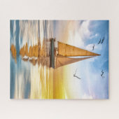 Puzzle Twilight Sailboat and Seagulls Nautical (Horizontal)