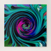Puzzle Twirl Abstrait noir et turquoise (Horizontal)