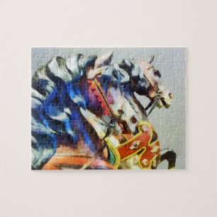 Puzzle Two Carousel Horses Closeup