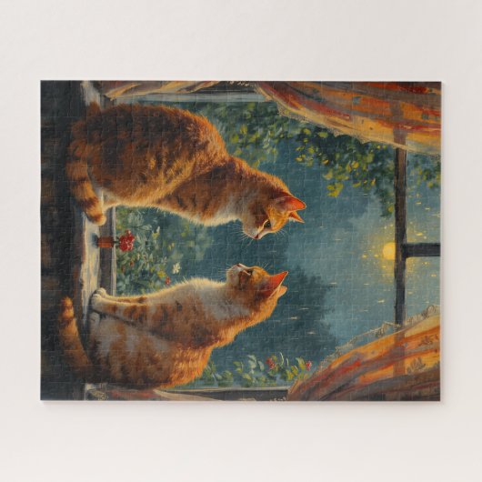 Puzzle Two ginger cats sitting in front of a window (Horizontal)