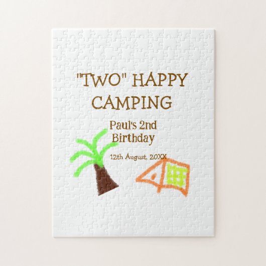 Puzzle Two happy camping 2nd birthday tree camp kids (Vertical)