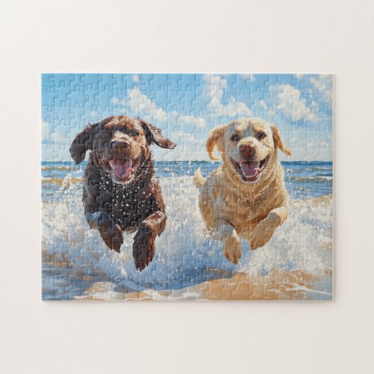 Puzzle Two Labrador Retrievers on Beach (Horizontal)