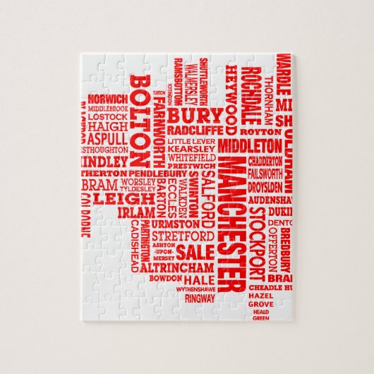 Puzzle Type rouge carte de plus grand Manchester (Vertical)