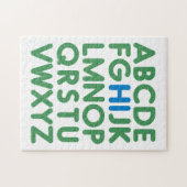 Puzzle Typographie Alphabet amusante Simple Vert Bleu (Horizontal)
