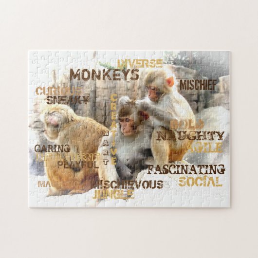 Puzzle Typographie des singes mignons (Horizontal)