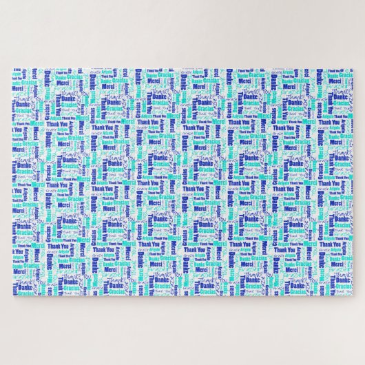 Puzzle Typographie multilingue Merci Blues (Horizontal)